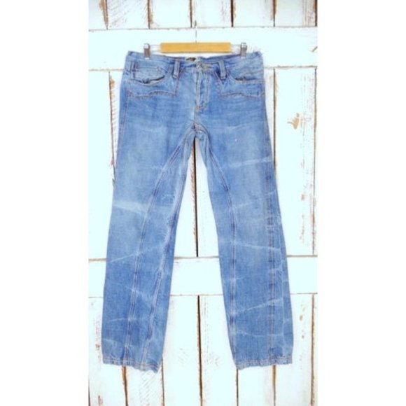 Light blue bleached and faded boot cut denim embroidered jeans - Picture 3 of 10